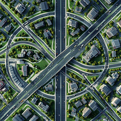 Intricate Road Network, Aerial View of an Urban Road Network
City Traffic Interchange System