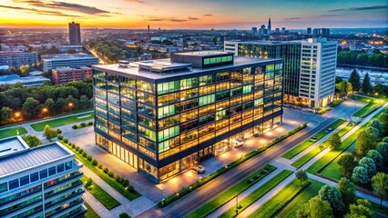 Fototapeta premium Modern Drone Photography of Global Business Services for Logo Design Inspiration and Branding Solutions