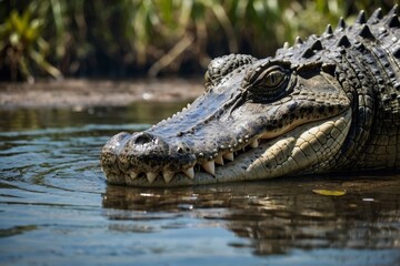 Obraz premium A saltwater crocodile in its natural environment