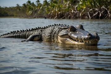 Obraz premium A saltwater crocodile in its natural environment