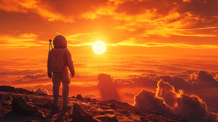 Obraz premium astronaut in a spacesuit in space