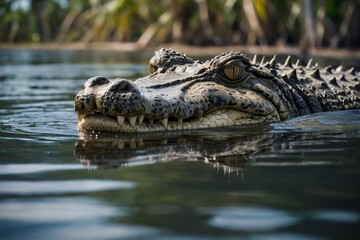 A saltwater crocodile in its natural environment