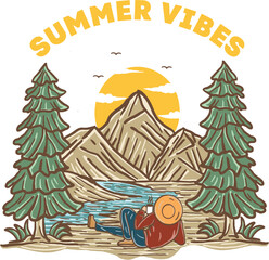 illustration outdoor camping mountain nature