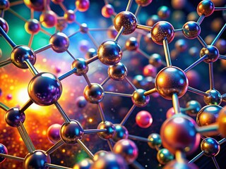 Molecular Structure with Interconnected Hexagons and Spheres - Long Exposure Science Concept
