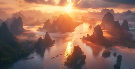 sunset in the mountains