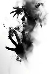 abstract face of a woman in dark motion blur