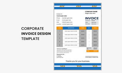 Vector professional and modern invoice template design . Bill form business  invoice accounting design  . Invoice design template.