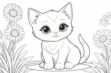 Obraz premium Beautiful Cat Coloring Pages for Children with Playful and Charming Feline Characters