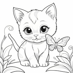 Obraz premium Beautiful Cat Coloring Pages for Children with Playful and Charming Feline Characters