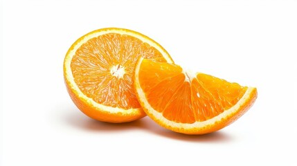 Fototapeta premium Fresh Orange Slice Isolated on White Background Juicy Citrus Fruit Healthy Food