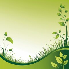 Green Leaf Design with Abstract Curve