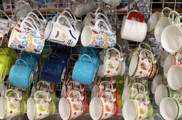 Obraz premium New dishes are sold in a hardware store in Israel.