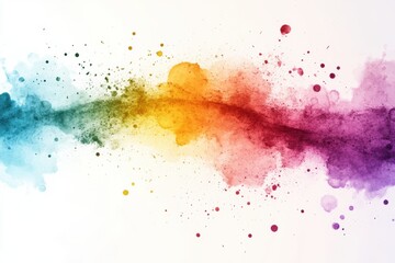 Fototapeta premium A colorful line of paint splatters on a white background