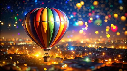Fototapeta premium Night Photography of a Number 17 Balloon on a Dark Background for Celebrations and Events