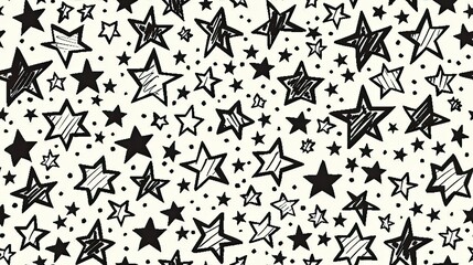 Fototapeta premium A pattern of small, hand-drawn stars scattered across the page in black ink on white paper