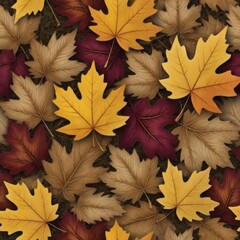 Fototapeta premium Autumn leaves texture in brown and yellow shades