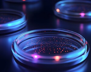 Innovative Smart Petri Dishes with Embedded Sensors Monitoring Cellular Growth in Sleek Lab Design Biotechnology Concept with Copy Space