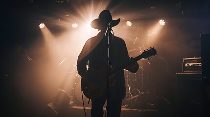 silhouette of a man with a guitar
