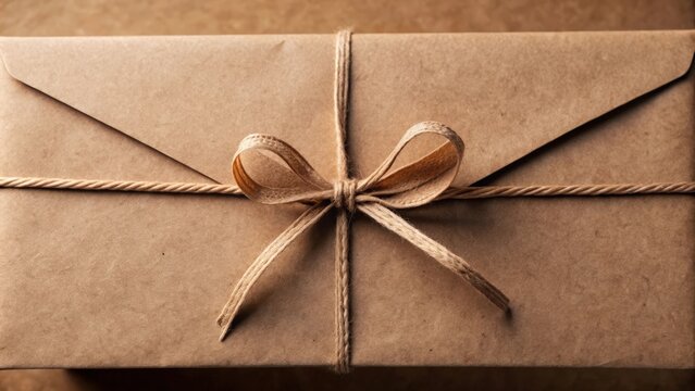 A rustic brown paper envelope tied with twine and a bow, signifying a simple yet heartfelt gesture