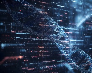 Fototapeta premium Captivating Digital Visualization of Intricate Genetic Data Sequences on a High Tech Interface