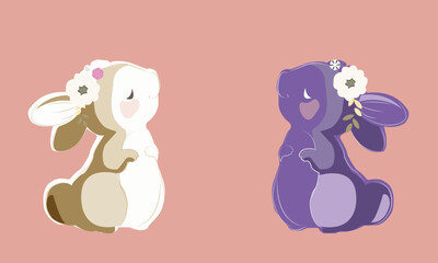 cute floral bunny illustration