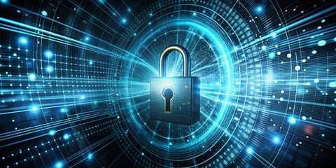 Obraz premium Protecting User Privacy: Long Exposure Cyber Security Concept with Padlock Symbol