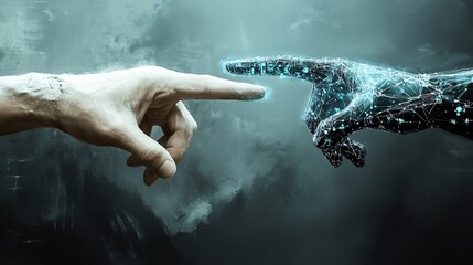 a background picture where the left half is dark and neutral colors. The right hand side has something symbolizing artificial intellligence