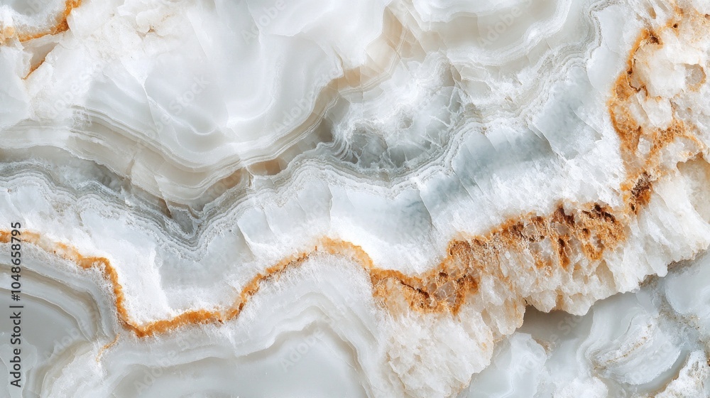 Poster a white and gold colored stone with a pattern of lines and swirls