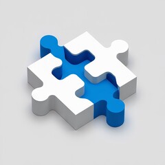 Fototapeta premium Colorful puzzle pieces, dynamic design, white isolated background.