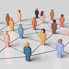 Obraz premium Diverse people connected by lines representing social networking or collaboration.