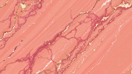 Fototapeta premium Rose gold marble texture with gold veins abstract background