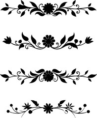 Black and elegant swirls collection. Set of curls and scrolls for wall decoration and tattoos. Vector illustration.