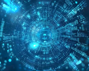 Obraz premium Quantum Interface Visualizing Advanced Data Encryption and Communication Technology Concept
