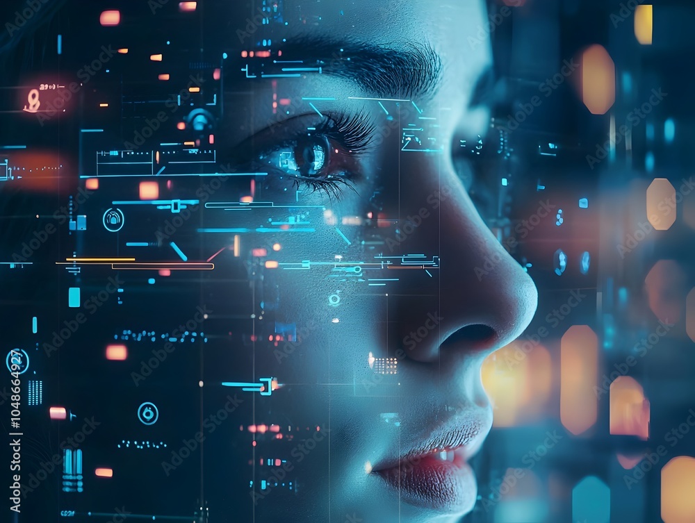 Wall mural facial recognition technology in a digital interface for advanced communication security