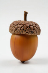Beautiful big acorn close-up on white background.