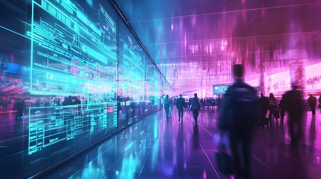 Futuristic Customs Checkpoint with Holographic Travel Verification for Seamless Digital Passenger Flow - Powered by Adobe