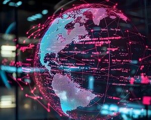 Interactive Holographic Globe Showcasing Real Time Travel Data Connected to an Travel Planner