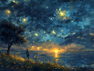 landscape with stars