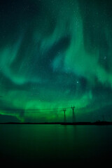 aurora borealis over the river