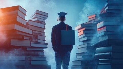 Concept of Online education. man use Online education training and e-learning webinar on internet for personal development and professional qualifications. Digital courses to develop new skills.