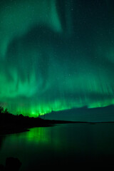 aurora borealis over the river