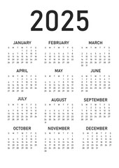 2025 Calendar Single page Full year calendar, Desk calendar, wall calendar