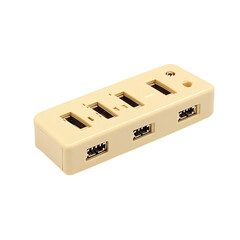 Compact Beige USB 3.0 Hub with 4 Ports for Charging and Data Transfer