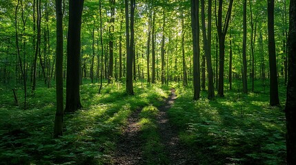 Obraz premium Person taking a therapeutic walk in the forest, calm and reflective