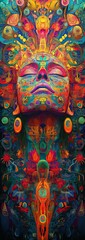 Obraz premium Vibrant, psychedelic art with a female face.