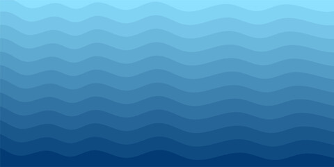 Fototapeta premium Sea waves. Blue river ocean wave layer vector background illustration