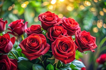 Obraz premium Stunning Bouquet of Red Roses - Elegant Floral Arrangement for Love and Romance