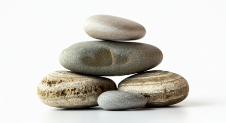 Fototapeta na wymiar Stack of Stones on White Background