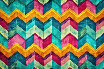 Colorful Chevron Pattern with Irregular Hexagons for Vibrant and Quirky Design Projects and Decor