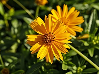 close up yellow daisy under sunlight.sun shadow